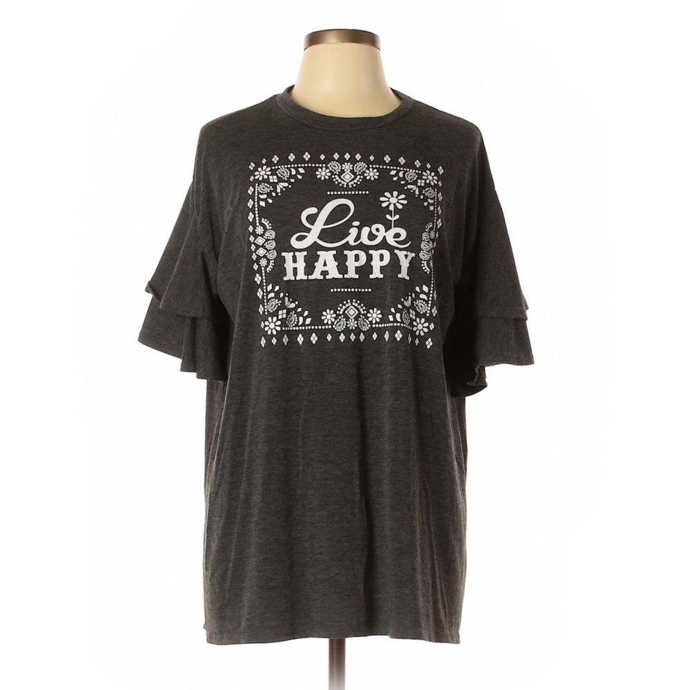Assorted Brands 'Live Happy' Ruffle Short Sleeve T